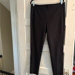 Zara Black Pinstripe Stretch straight leg pants. Pull on, skinny leg.